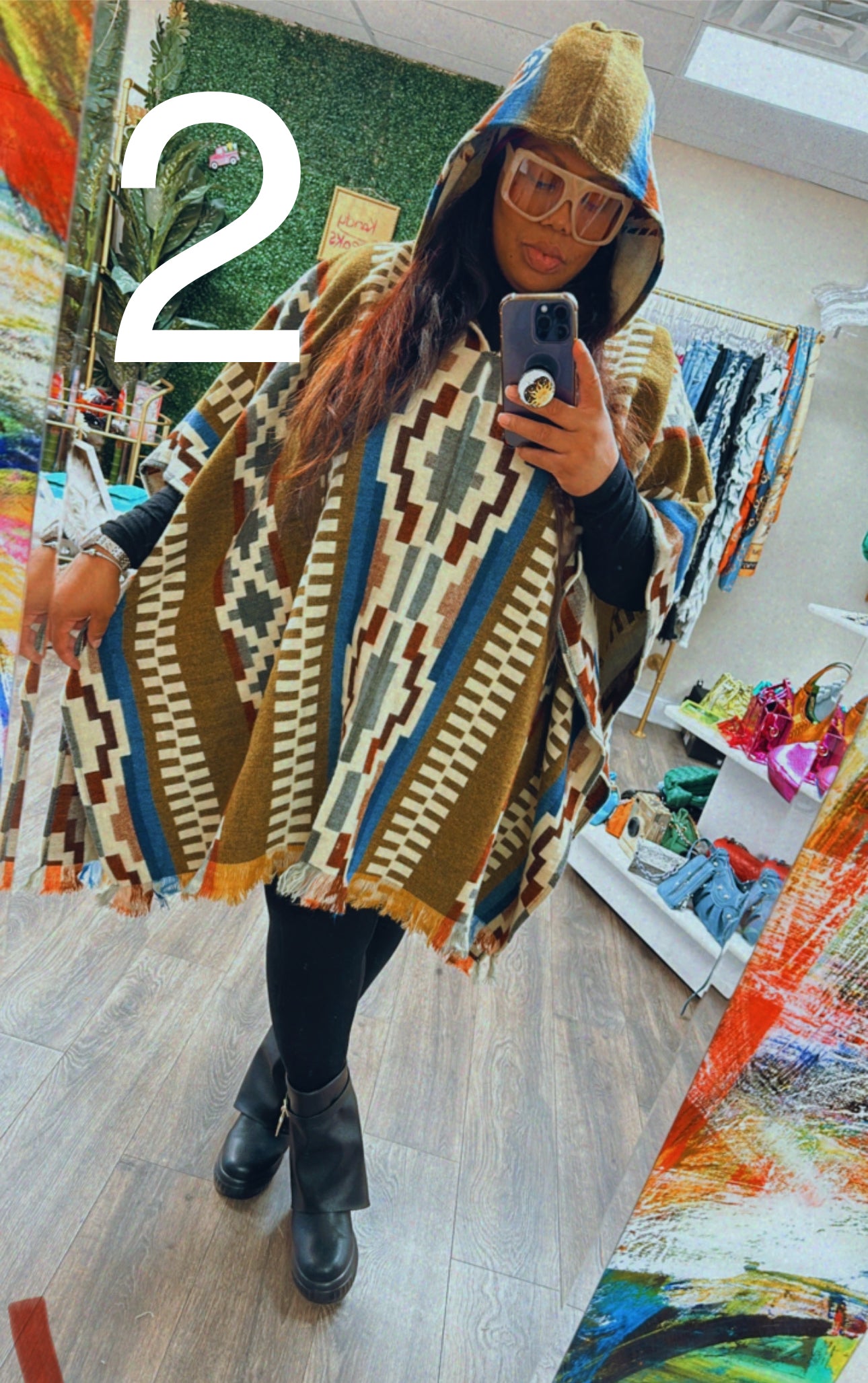 Nyla Tribal Print Puncho