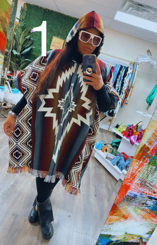 Nyla Tribal Print Puncho